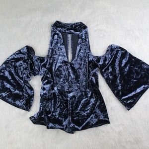 NWOT AEO Velvet Off Shoulder Bell Sleeve Blouse